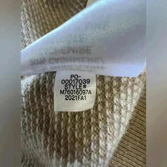 Vince. Men’s New Camel/Pearl Birds Eye Wool & Cashmere Quarter Zip Pullover - Picture 9 of 9